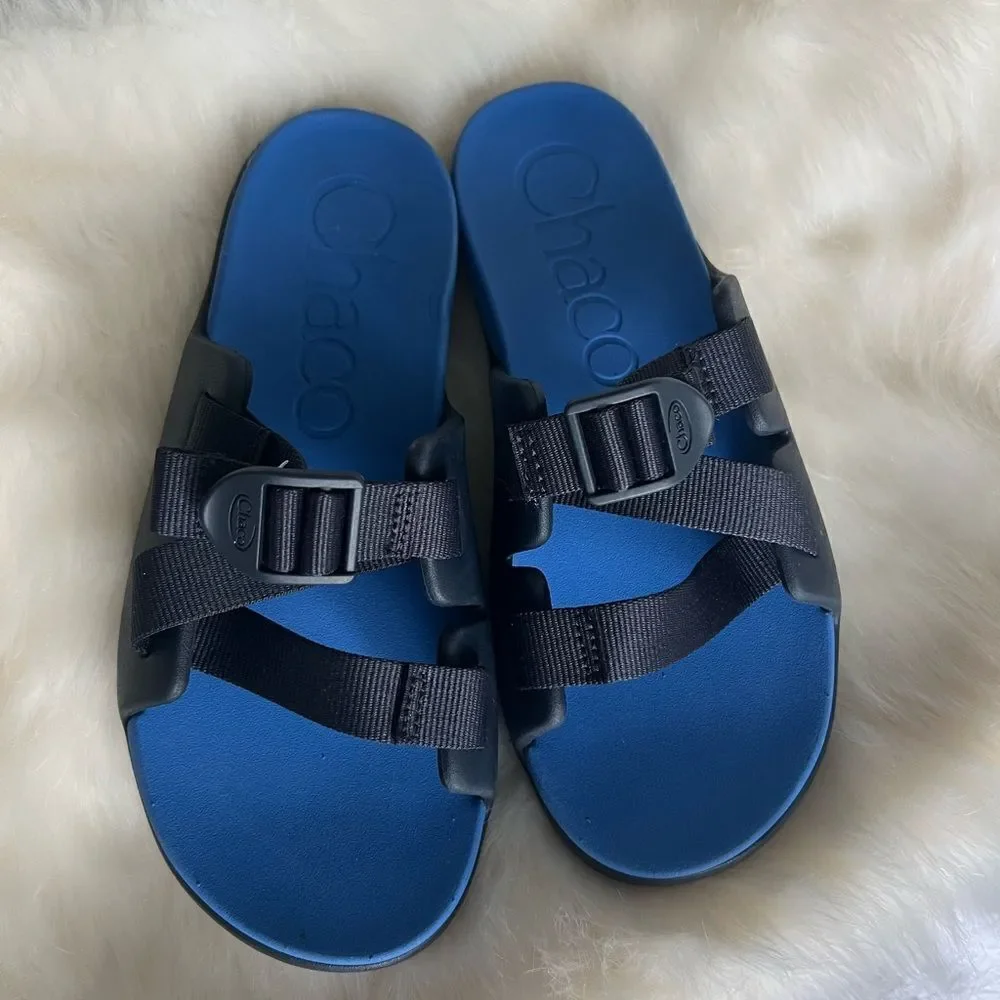 Chaco chillos slide sandals in color active blue size 5